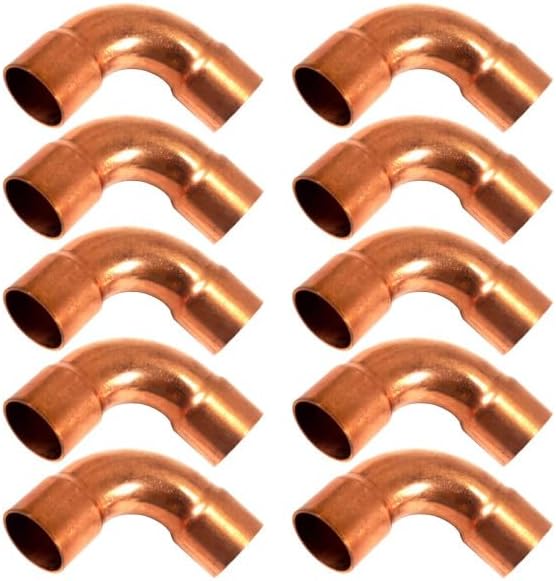 Appli Parts AP-C034LB10 3/4 90 Degree Elbow Long Turn Copper Pipe Fittings CxC Sweat Connections for Refrigeration, air Conditioning and Plumbing Applications ACR and Type L Copper Pipe (10 x Bag)