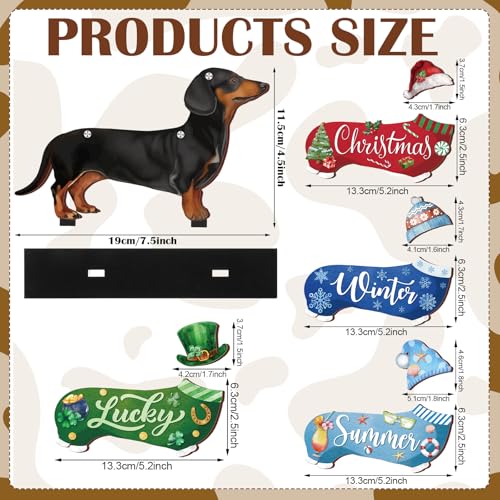 42 Pcs Interchangeable Summer Dachshund Holiday Wiener Dog Decor Seasonal Welcome Sign Tier Tray Decoration Ornament Farmhouse Wood Home Office Desk Accessories for Women Pet Lover Gift - Image 3