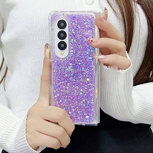 Coque violette Samsung Z Fold 4 transparente à paillettes pour le quotidien