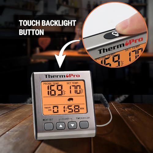 Image of LABART ThermoPro TP-16S Digital Meat Thermometer - Accurate Candy & Food Thermometer for Smoker, Grilling & BBQ with Smart Cooking Timer and Backlight