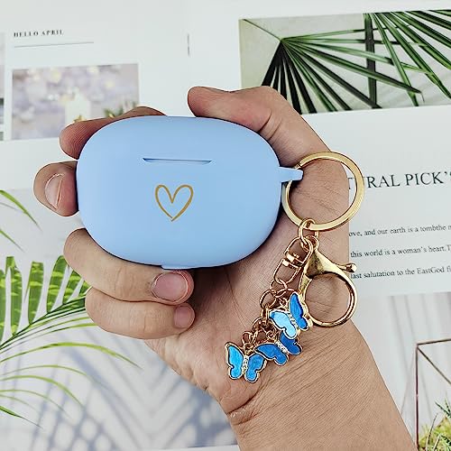 Coque Beats Studio Buds 2021 silicone souple bleu ciel cœur