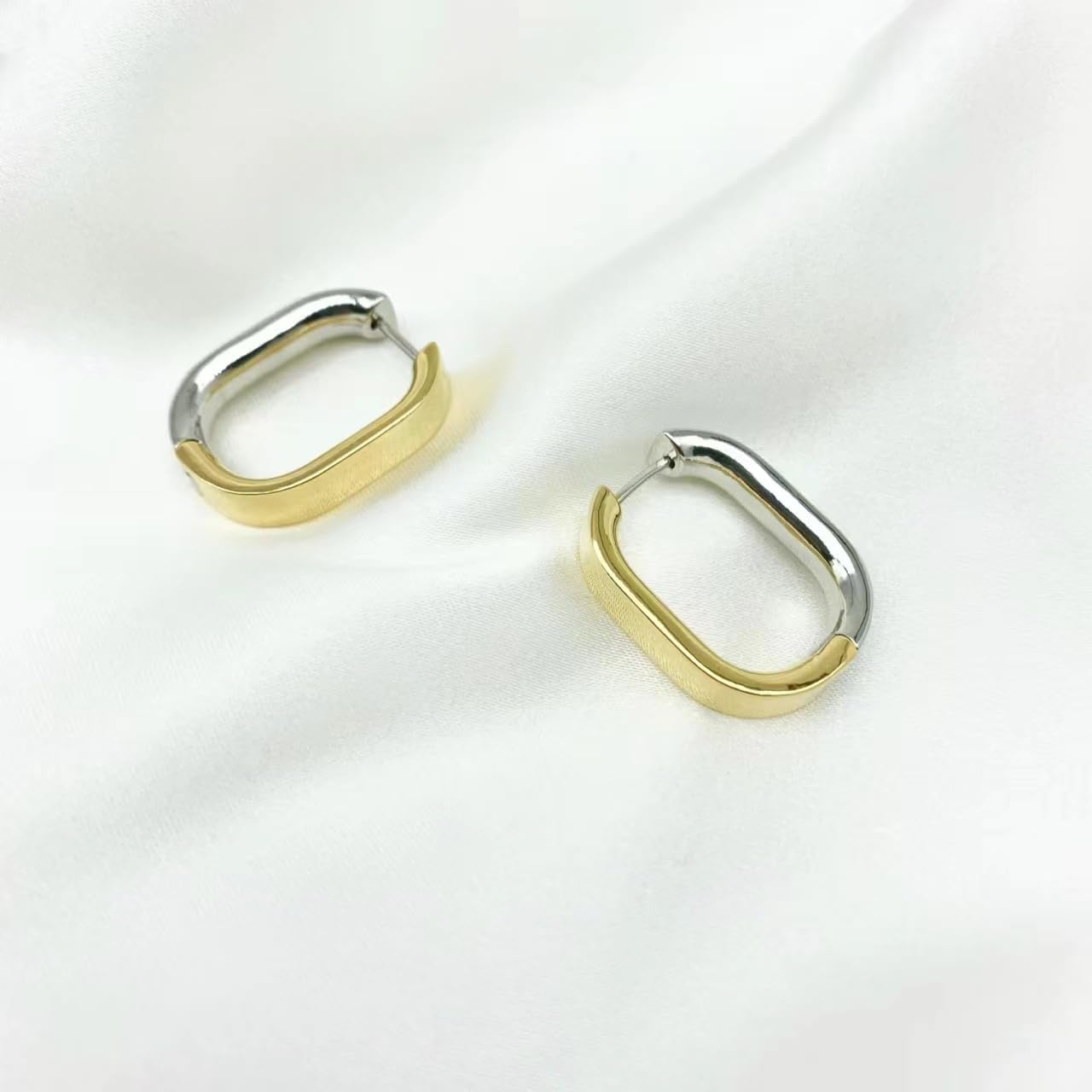 Two-Tone Dangle Earrings Tear drop Earrings Gold And Silver Front Back 2 in 0 Stud Earrings - Image 8
