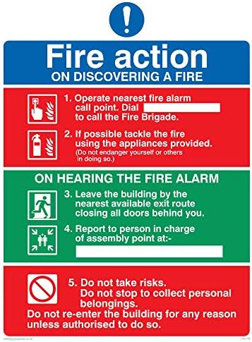 Viking Signs CF5179-A5P-V"Fire Action Notice On Discovering A Fire" Sign, Vinyl/Sticker, 150 mm H x 200 mm W
