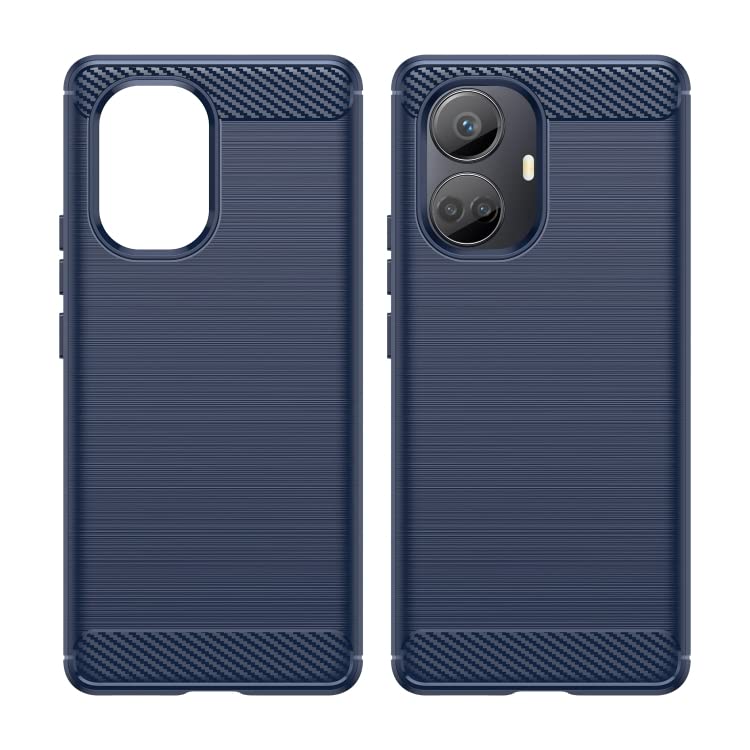 Image of NPRC Hybrid Ultra Slim Protective Case TPU Non-Slip Carbon Fiber Texture Shockproof Case Cover for Realme 10 PRO Plus - Blue