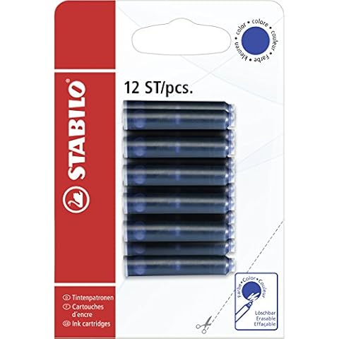 STABILO Blue Ink Cartridge Refill Pack of 12 Cover