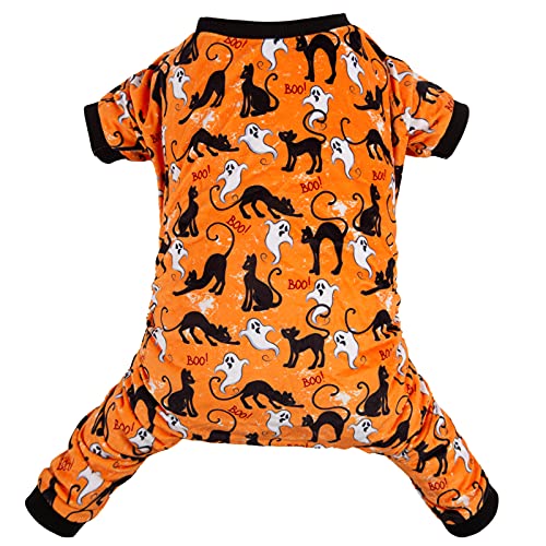 Image of CuteBone Soft & Stretchy Halloween Dog Pajamas - Cozy Pet Jammies Breathable Jumpsuit for Small Dogs - All-Season Comfy Outfit Easy-On Pullover Design - Keeps Pets Warm & Comfortable P173M