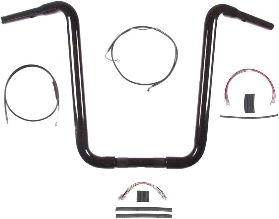 Hill Country Customs 1 1/4" Gloss Black Narrow 16" Ape Hanger Kit 2008-2013 Harley Road Glide & King w/ABS BC-HC-11416GBN-RGK08-ABS-BC