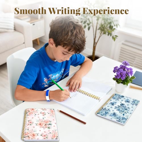 Image of Floral Spiral Journal Notebook Set, 2 Pcs Watercolor Flower Themed Spiral Bound Notebooks, Aesthetic Journals for Women, Notepad (8.2*6.2 inch) for Work Office School Student Teacher Daily Note Taking