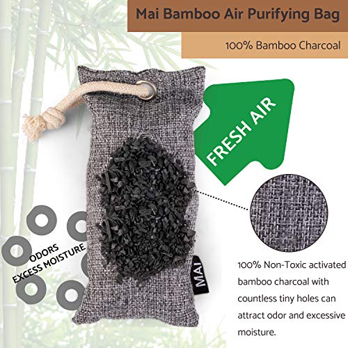 image for MAI Bamboo Charcoal Air Purifying Bag,(4x200g 4x75g) Odor Absorber for