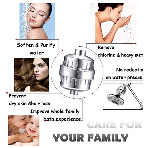 Duschfilter, 15 Stufen, universell, für Dusche, Anti-Chlor, mehrstufiger Reiniger mit neuer Entchlorungskartusche, entfernt Chlor, Schwermetall und schädliche Substanzen