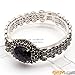 Fashion Jewelry Link Bracelet Tibetan Silver Marcasite Oval Faceted 25mmx30mmx7 Inches Blue Stone