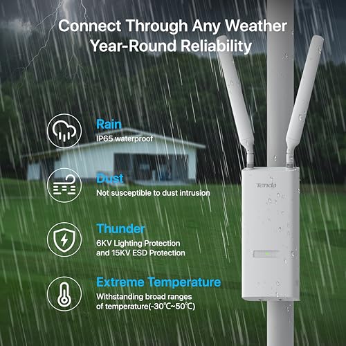 Image of Tenda WiFi 6 AX3000 Outdoor Access Point | Dual-Band Gigabit Wireless AP for Business /Home | Long Range Coverage | Seamless Roaming | DC /PoE Powered | Easy Setup | MU-MIMO | IP65 Waterproof (OAP3000)