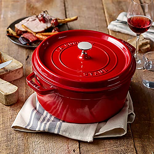 Image of STAUB Cast Iron Dutch Oven 5.5-qt Round Cocotte, Made in France, Serves 5-6, Cherry