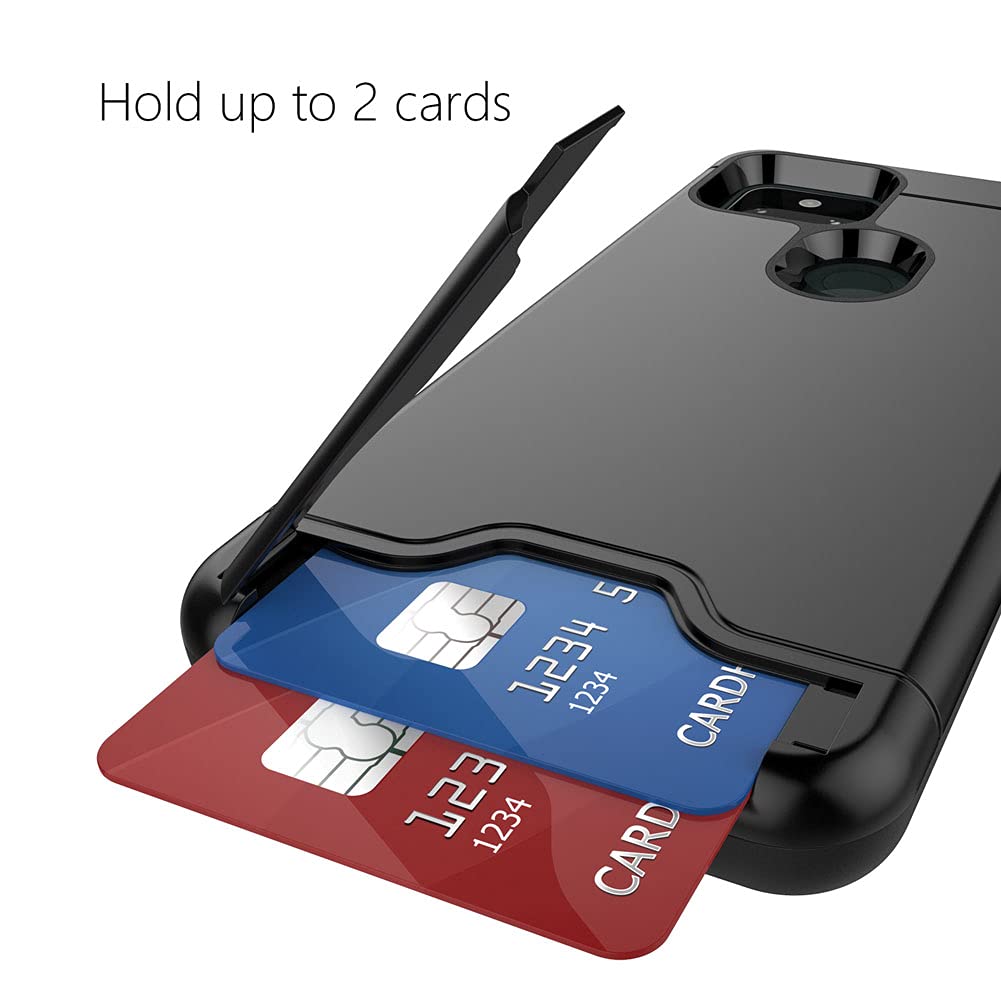 Teelevo Wallet Case for Google Pixel 5a 5G, Dual Layer Case with Card Slot Holder and Kickstand for Google Pixel 5a 5G - Black