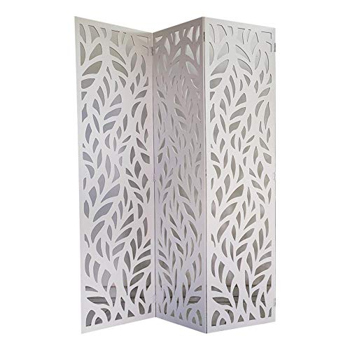 Biombo 3 Folhas 129X180cm Mdf Modelo 27 Branco Vazado