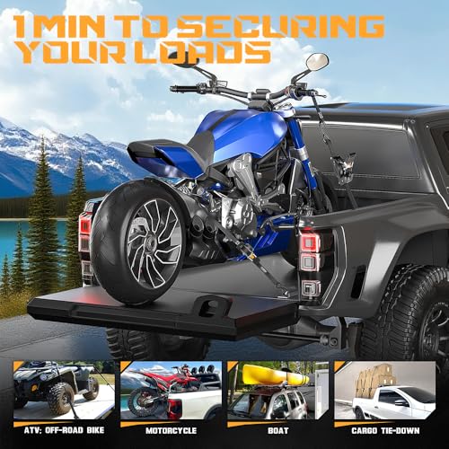 Image of Retractable Ratchet Straps - 4 Pack 1inch x 10ft Auto Tie Down with Soft Loops - Black - 1650 Lbs Break Strength - Self Retracting for Motorcycle, ATV, Truck, Cargo, Trailer, Boat, Kayak, Furniture