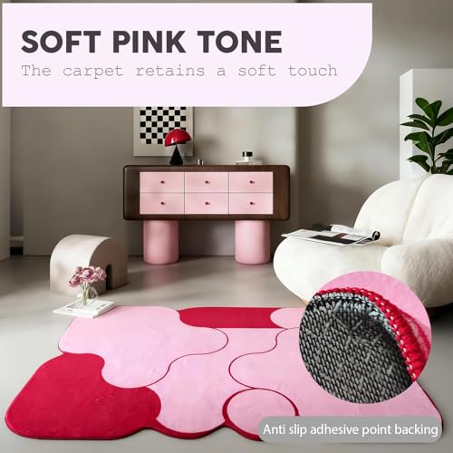 Tapete pequeño rosa claro 5x7, lavable y antideslizante miniatura 5