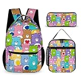 [Plamvect] ケアベア リュック バックパック 筆箱 ランチバッグ 3点セット ユニセックス 男の子 女の子 子供 しわ耐性 かわいい 抵抗収縮 人気 おしゃれ 男女兼用 大容量 学生