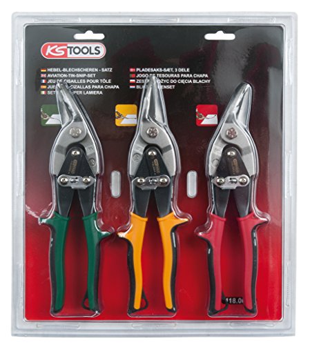 KS TOOLS 118.0050 Jeu de cisaille pour Tôles 3 pièces Taille Unique Multicolore