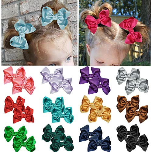 Zoonai 3 Inch Baby Girl Hair Bows Clips Hairpin Headwear Little Teen Toddler Girls Kids Teens Toddlers Hair Accessories - Set Of 2 (Green) #TOP1