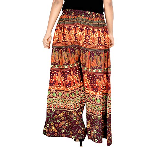 Image of Rajvila Women's Cotton Regular Fit Printed Palazzo for Women (P38NT 0007)