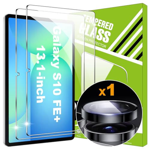 Lemxiee Cristal Templado para Samsung Galaxy Tab S10 FE Plus 13.1“ Protector pantalla [2+1 pieza] Vidrio templado Protector de Lente cámara y HD vidrio templado