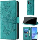 Handyhülle für Oppo A53s 4G / A11S Hülle Klappbar Premium PU Lederhülle Klapphülle【RFID Schutz】 Kartenfach Standfunktion Leder Prägung Schutzhülle Flip Hülle Tasche Cover, Türkis