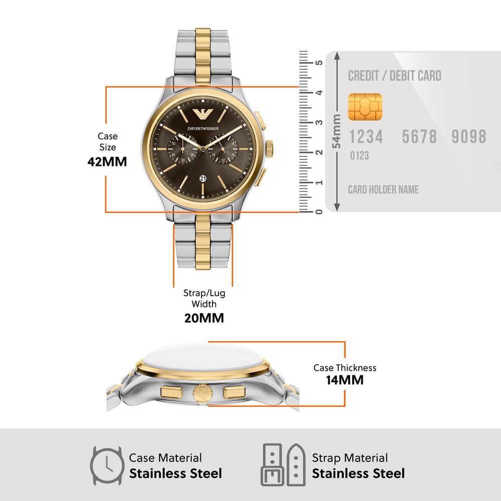 Emporio Armani Bicolor Chronograph Edelstahl Uhr und Armband Set