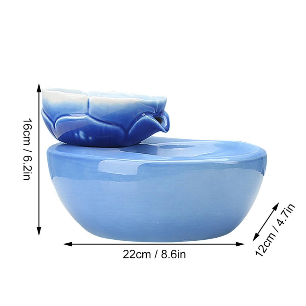 Fontanella per Acqua Sempre Fresca a Casa Automatica in Ceramica per Gatti e Cani con Capacità 1.5l, Design Creativo a Forma di Loto, Filtro Integrato