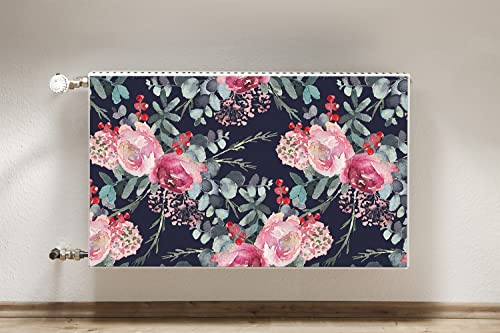 Cache radiateur magnétique floral bleu 100x60 tapis décoratif