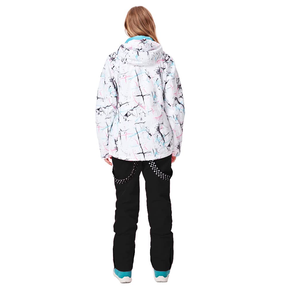 HOTIAN Giacca da sci da Donna e pantaloni Set, Giacca invernale Donna Calda,Pantaloni Da Sciimpermeabili E Cappotto,per Il Lavoro All'aperto Sci Pesca Equitazione Moto