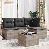 Rangement intégré et Durable Chaque siège est équipé d'un espace de rangement avec un sac résistant à l'eau de 55 x 53 x 34 cm, idéal pour les coussins et les jouets. Fabriqué en résine tressée durable et acier enduit de poudre, cet ensemble est résistant aux UV et conçu pour durer.