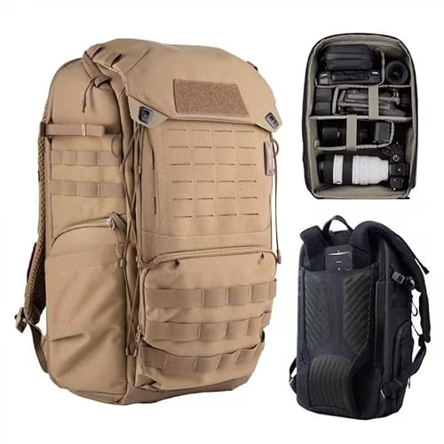 PGYTECH OneMo TAC 25L Tactical Camera Backpack, Waterproof DSLR/SLR/Mirrorless Photography Camera Bag with 15.6" Laptop Sleeve, Tripod Holder & Rain Cover (Wolf Brown)
