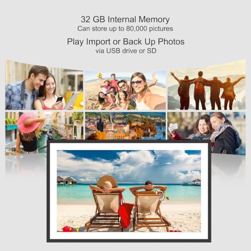 Image of BIGASUO Frameo Digital Photo Frame, 15.6 inch 32GB WiFi Large Digital Frame with 1920x1080 Full HD Touchscreen, Wall Mount, Auto Rotation, Easy to Send Photos and Videos (1496) (Black, B30)