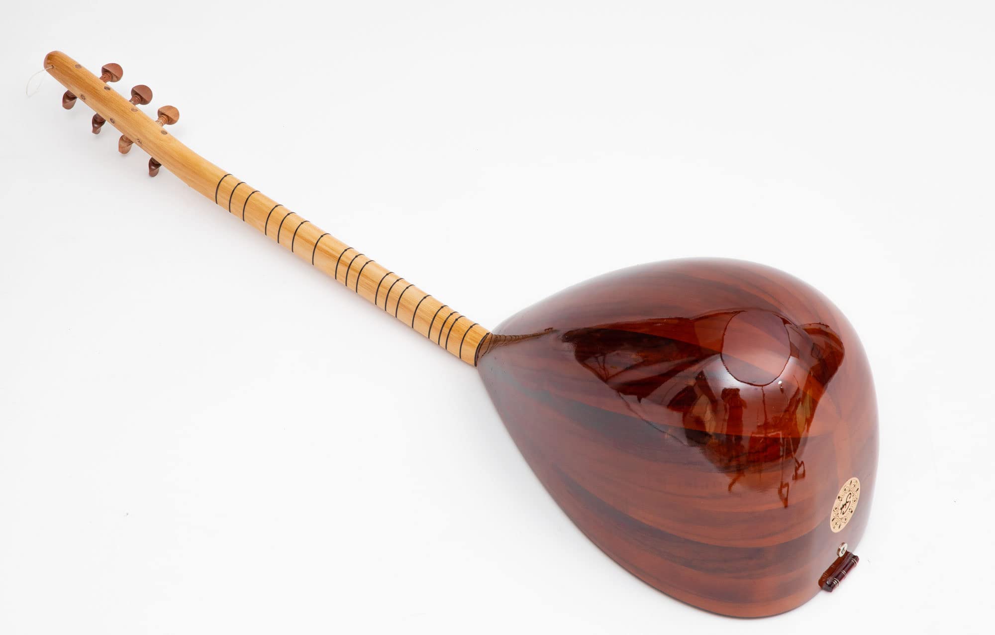 Baglama Turc (Saz) Col Court En Bois De Cerisier - Micro Intégré, étui Inclus - Instrument Traditionnel Turc