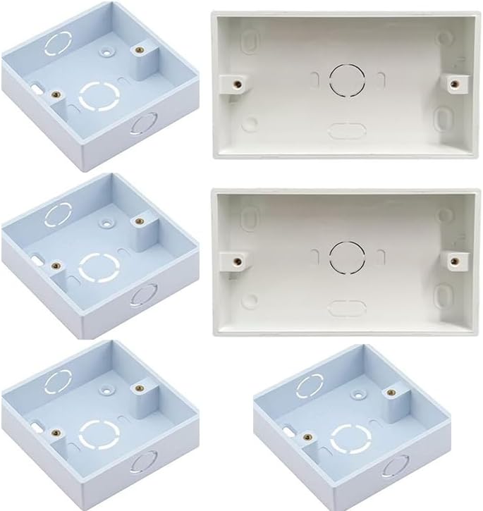 6 Pcs PVC Electrical Back Box Set โ 4 ร 3x3 & 2 ร 3x6 Concealed Wall Mount Switch & Socket Boxes โ Heavy-Duty PVC Wiring Boxes for Home & Commercial Installation