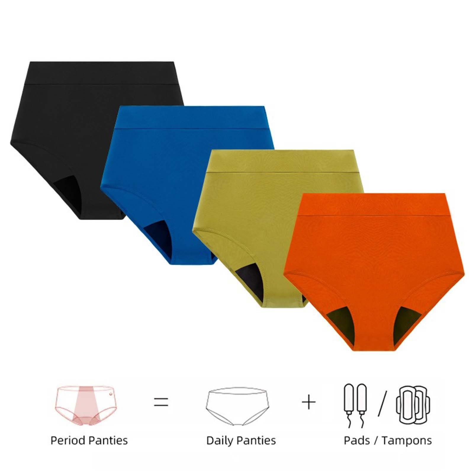 Bragas Menstruales Flujo Abundante,4 Capas de Prueba de Fugas Bragas Incontinencia,Bragas Postparto Mujer,Pack de 4