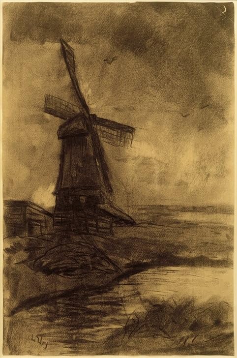 Toile moulin à vent Lesser Ury décoration murale élégante pour sublimer votre bureau et salon