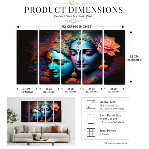 Image of KYARA ARTS Radha Krishna Wall PaintingWith Frame for Living Room, Bedroom, Office, Hotels, Drawing Room Wooden Framed Digital Painting (60inch x 36inch) 01