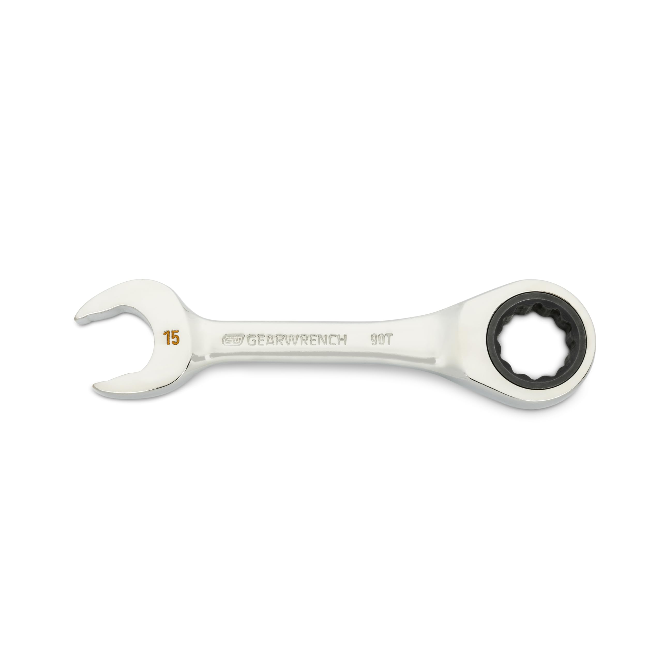 GEARWRENCH 15mm 90-Tooth 12 Point Stubby Combination Ratcheting Wrench | 86845