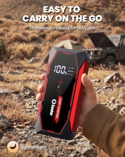 Image of Jump Starter 7000A Car Jump Starter Battery Pack | 12V Battery Jumper Starter Portable with LED Light, Compass, Power Bank, Gloves and Jumper Cable for All Gas and 12.0L Diesel