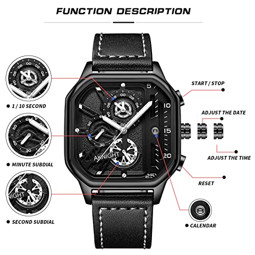 Buy BY BENYAR AKNIGHT Men's Watche Quartz Leather Strap Watch for Men, Waterproof and Luminous