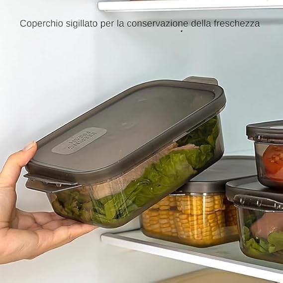 Image of Set of 2 Meal Prep Food Storage Containers 1200ml | Airtight, Leakproof, & Stackable BPA-Free Plastic Fridge Organizer Boxes for Kitchen & Freezer (2)