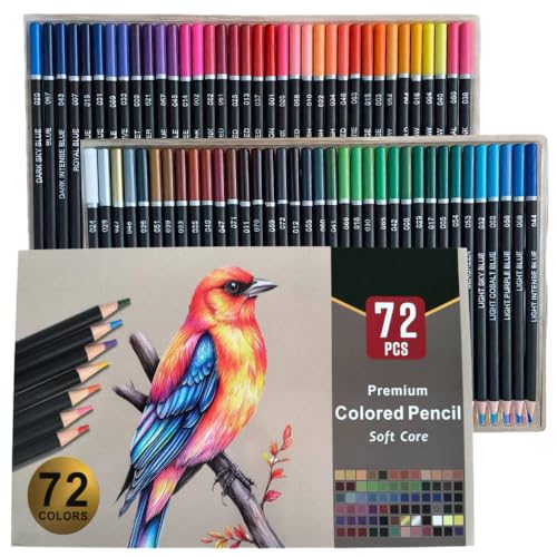 Image of Amazon Brand - Solimo 72 Colored Pencils Set Premium Soft Core Colour Pencils for Drawing, Coloring, Sketching & Shading - For Adults, Kids & Artists
