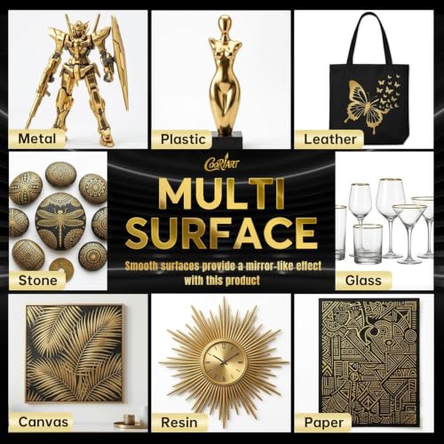 Image of 3PK Liquid Gold Chrome Paint Markers, Metallic Mirror Gold Pens | 1mm, 2mm & 3mm Reversible Tip Permanent High Gloss Markers for Metal, Plastic, Fabric, Model Painting, Touch-Up & Repair Kit