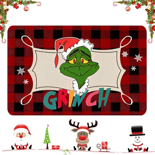 SYTTNUM Navidad Felpudo, Antideslizante Lavable Alfombra Franela Antideslizante,Alfombras de Decoración de Navidad, para el Pasillo, el Salón, el Baño, la Cocina (40 * 60cm)