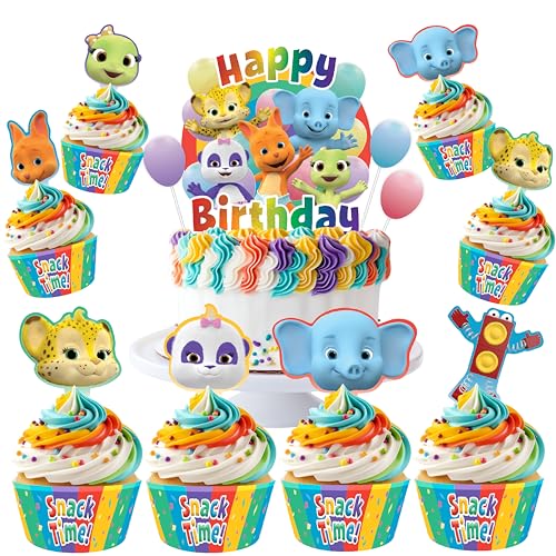 Jim Hensons Word Party Cake Topper Set - (1) Cake Topper & (24) Cupcake Toppers & Wrappers - Birthday Party Supplies
