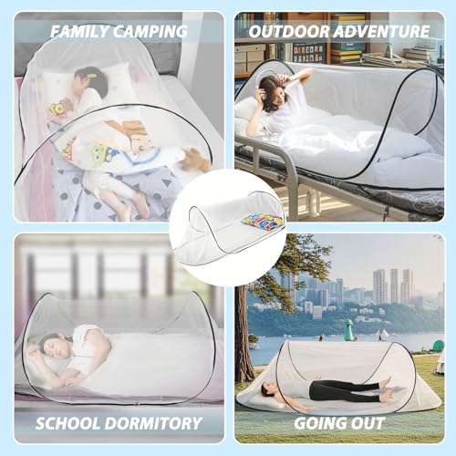 LINSOCLE Moskitonetz Pop Up, 200 x 80 x 56 cm Faltbares Mückennetz, Tragbares Campingzelt Moskitonetz Bett für Bett, Reisen,Outdoor Campin Bequem, Schnell und Tragbar