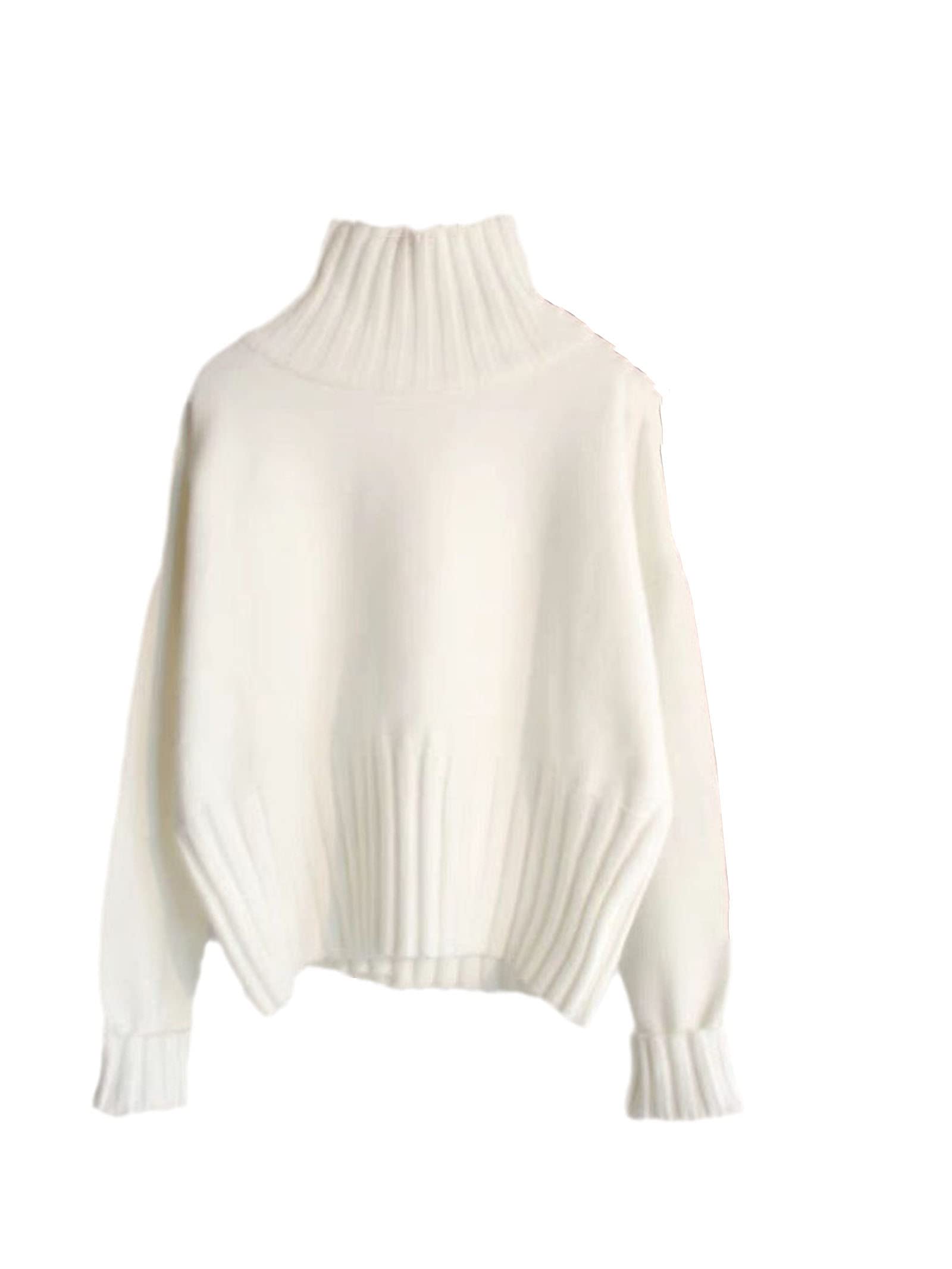 Sweejim Rollkragenpullover Gestrickter Weicher Pullover Damen Lockerer Herbst Winter