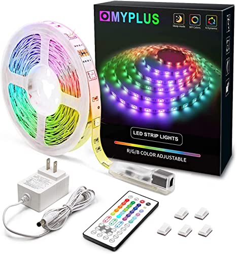 MYPLUS 32.8ft Led Rope Light, LED Strip Lights for Bedroom Color Changing with 44 Keys Remote, Room Decor Strip Light for Room, Party, Festival
